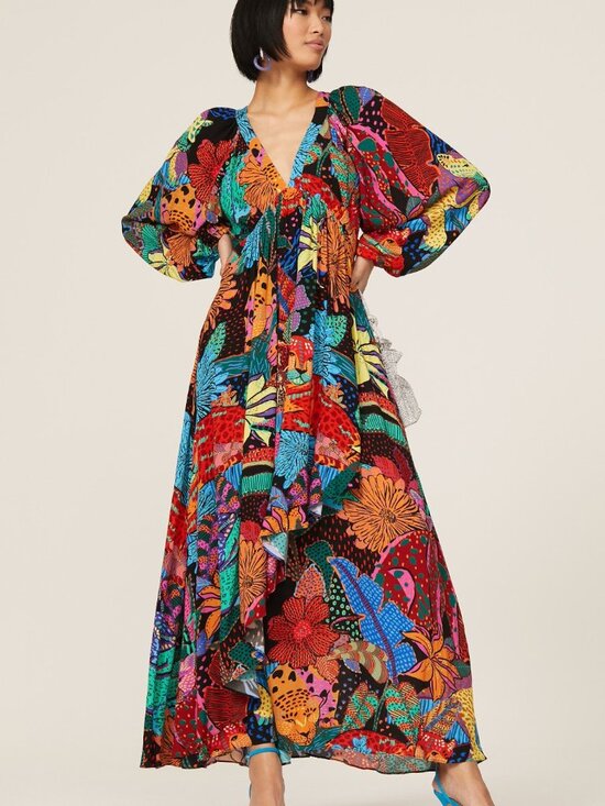 FARM Rio Dresses & Skirts - NWT Farm Rio Bobo Tropical Cool Leopards Maxi Dress Size Small Cutout Back $245